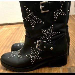 Barney's New Yourk Genuine Leather Black Boots w/ Silver Studs! 40